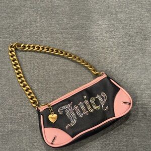 Juicy Couture Black and Pink Clutch with Gold Chain